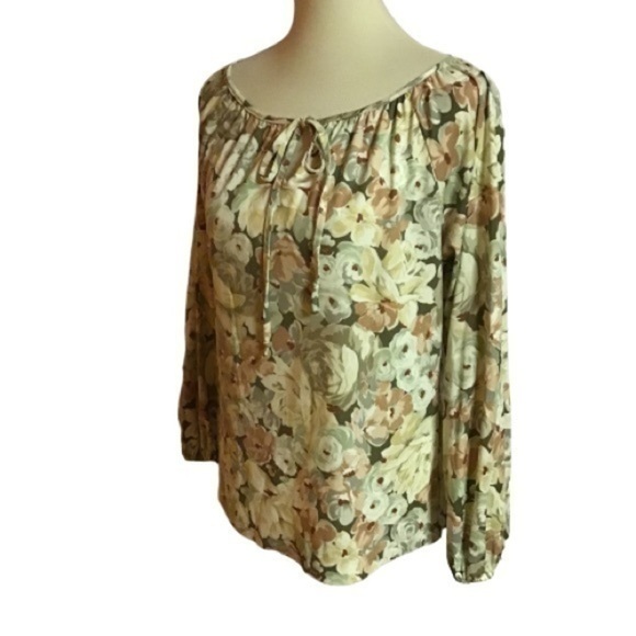 Vintage 70s autumn flowers peasant top - Picture 1 of 7
